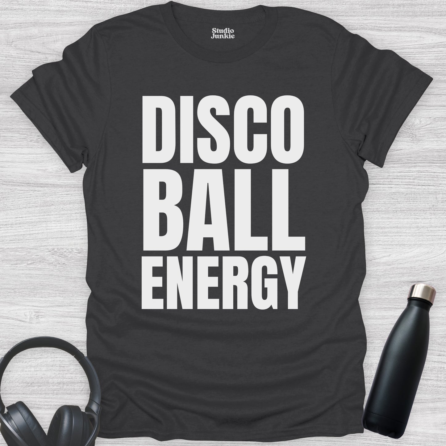 Disco Ball Energy Adult T-Shirt in color Charcoal