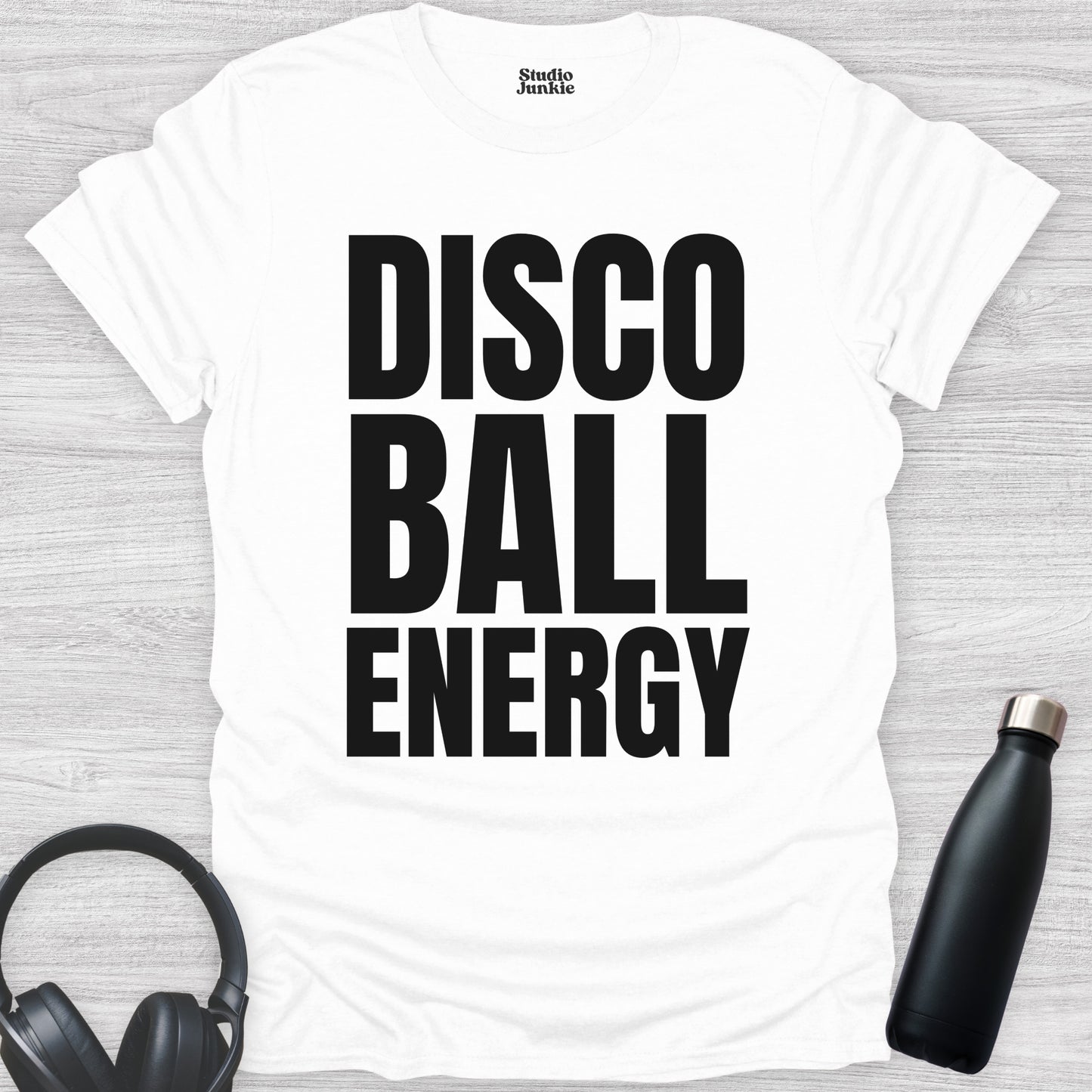 Disco Ball Energy Adult T-Shirt in color white