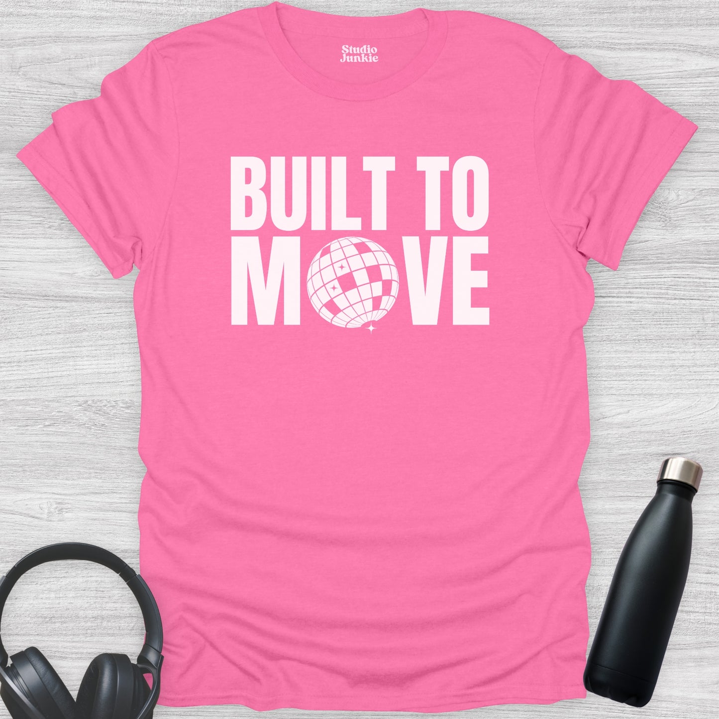 Built to Move Adult Dance T-Shirt in color Azalea Pink