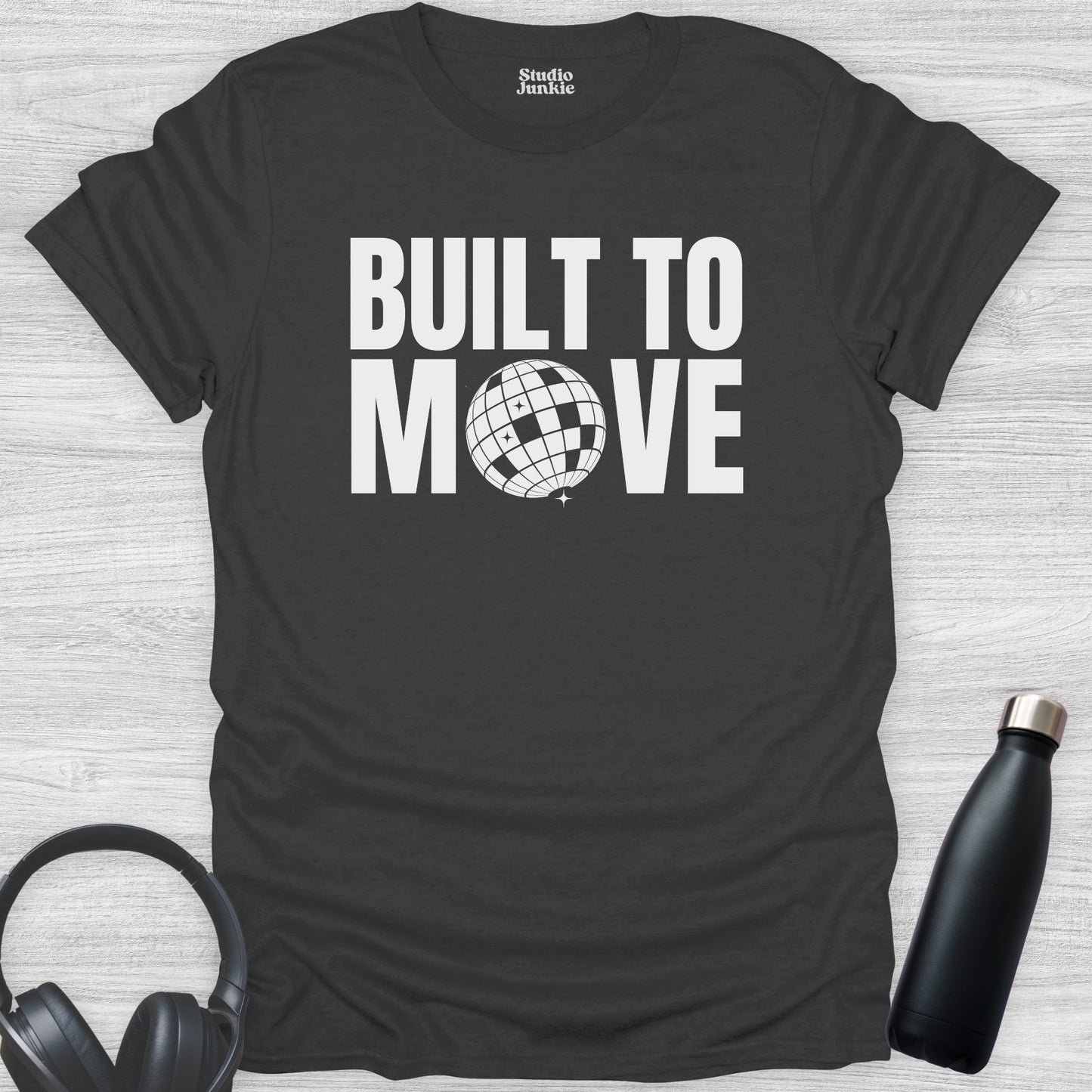 Built to Move Adult Dance T-Shirt in color Charcoal