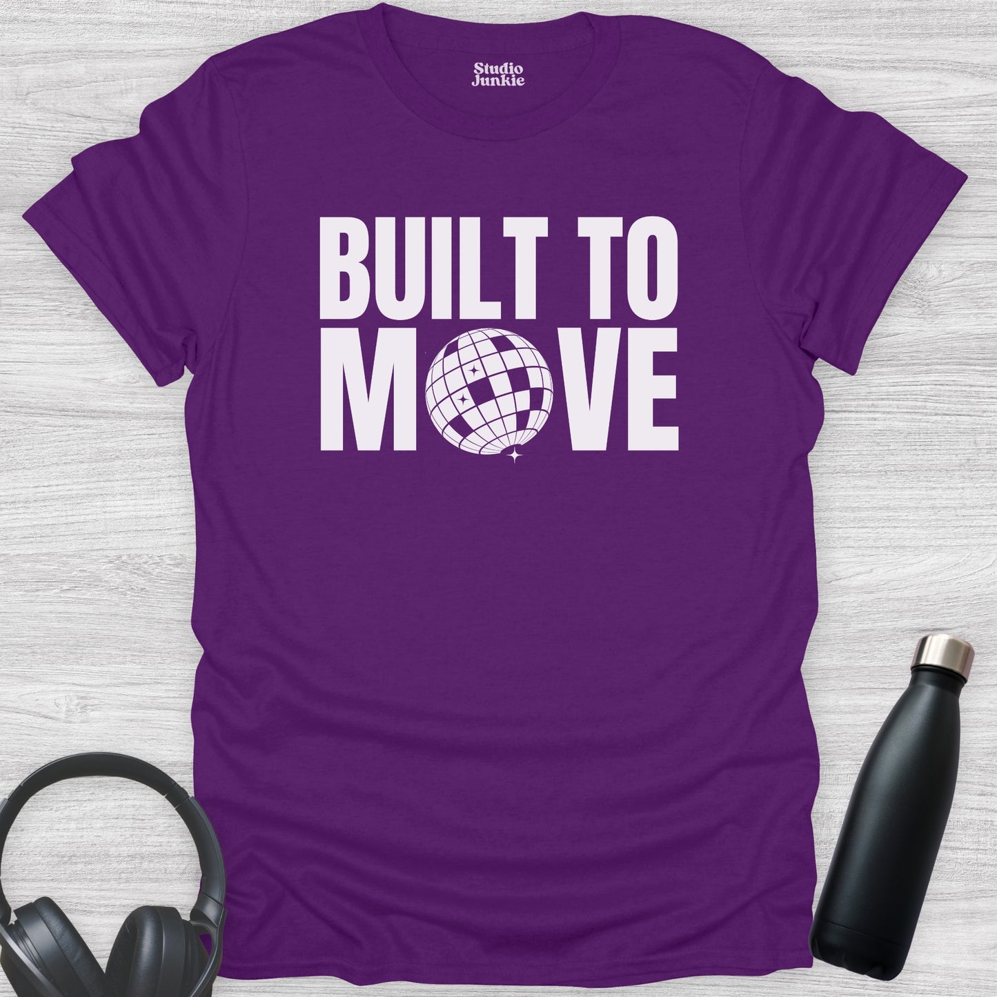 Built to Move Adult Dance T-Shirt in color Purple