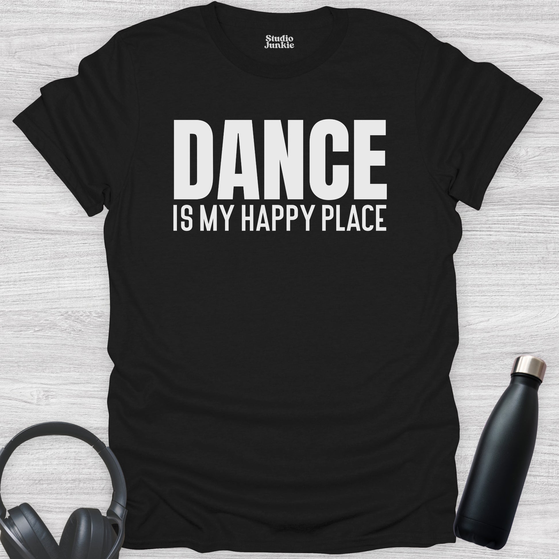 Dance is My Happy Place Adult T-Shirt in color Black