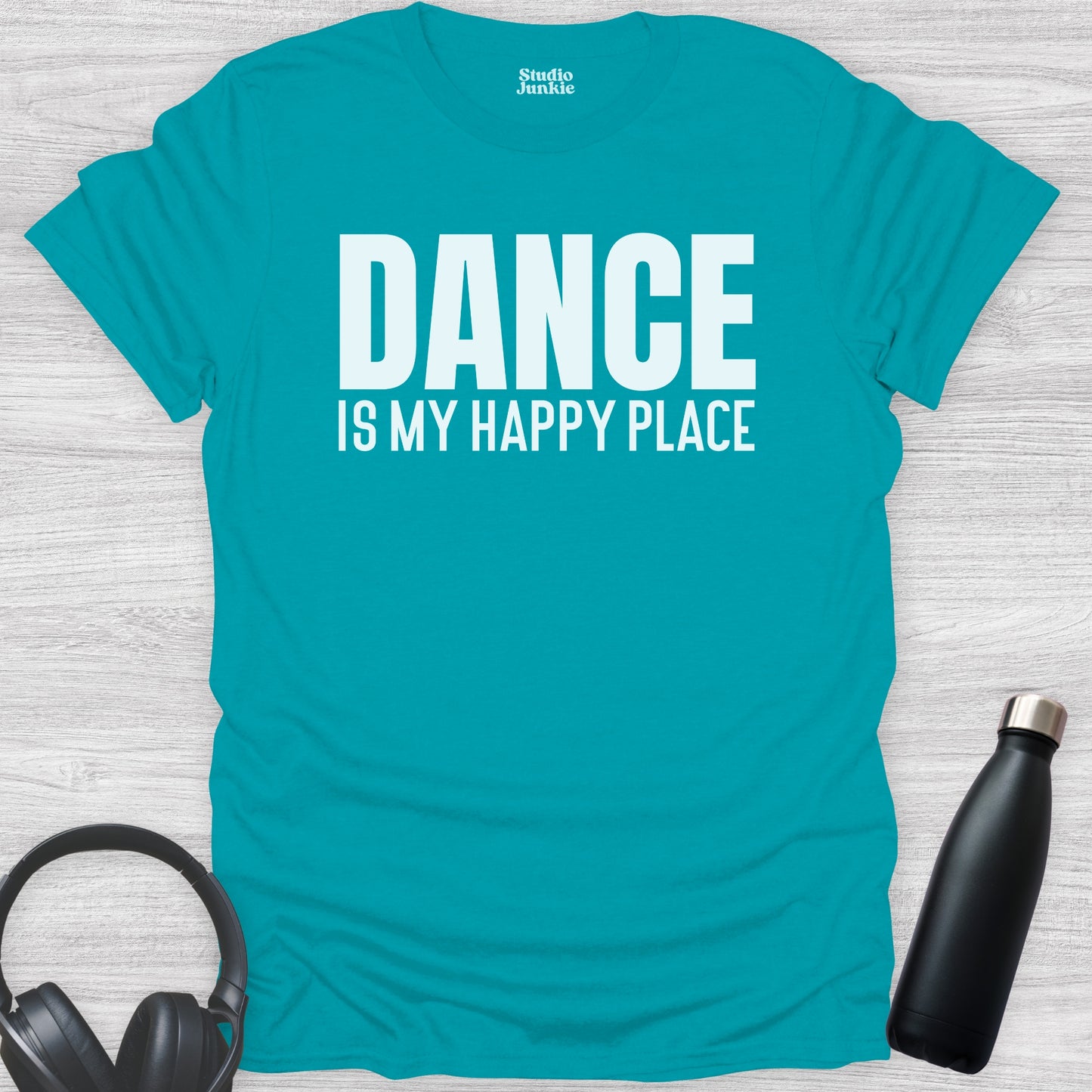 Dance is My Happy Place Adult T-Shirt in color Tropical Blue