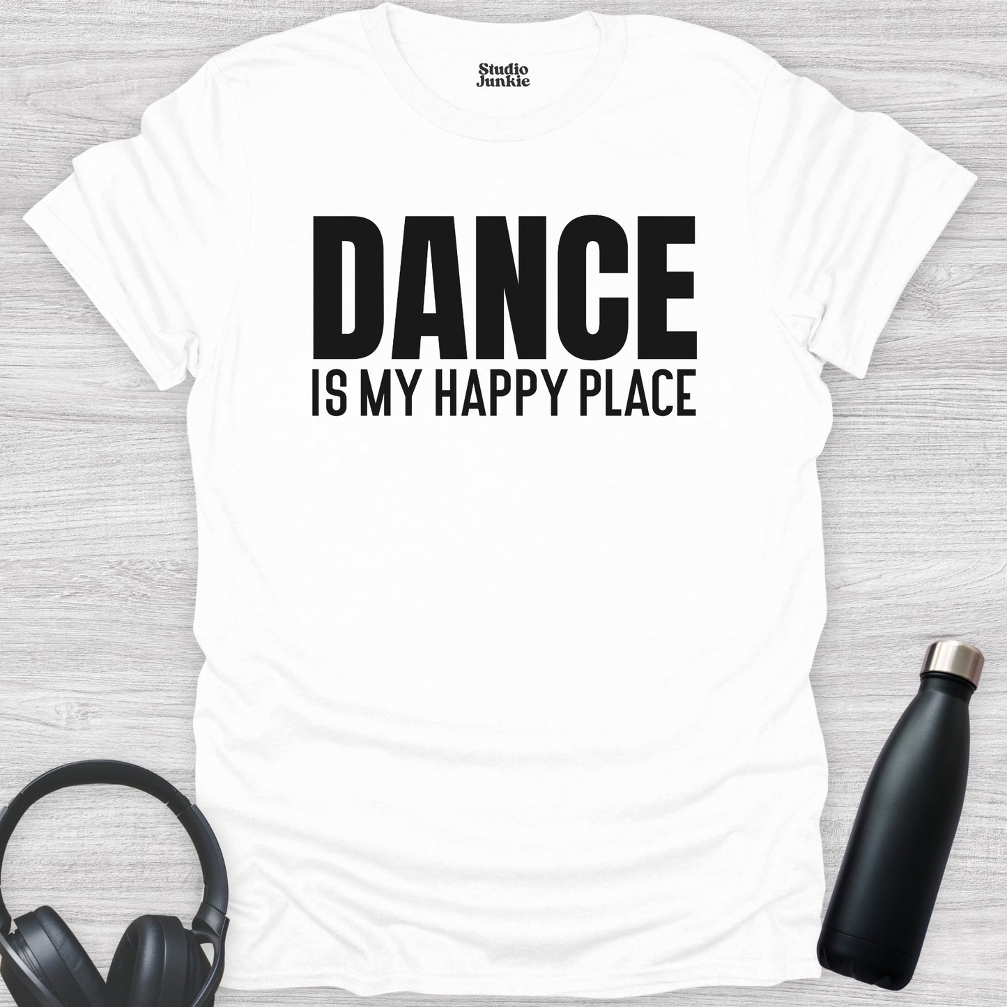 Dance is My Happy Place Adult T-Shirt in color White