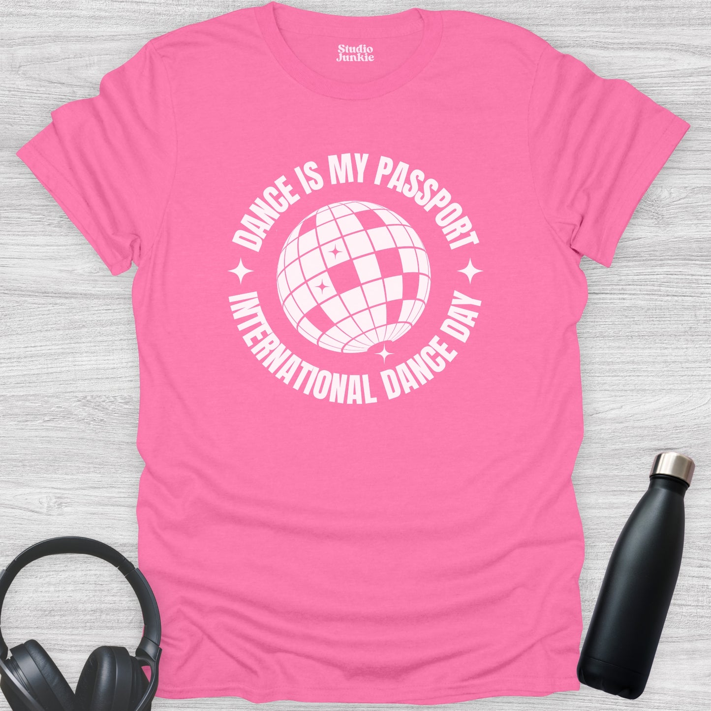 Dance is My Passport - International Dance Day T-Shirt for Adults in color Azalea Pink