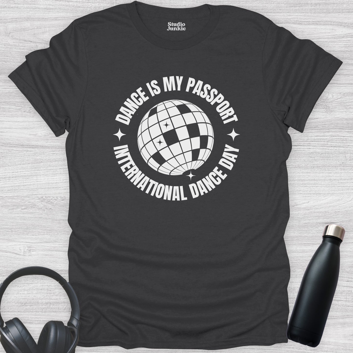 Dance is My Passport - International Dance Day T-Shirt for Adults in color Charcoal