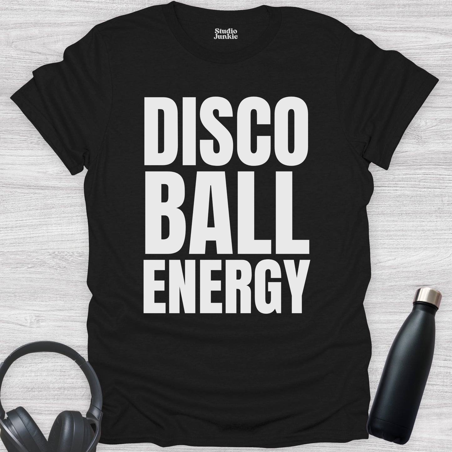Disco Ball Energy Adult  T-Shirt in color black