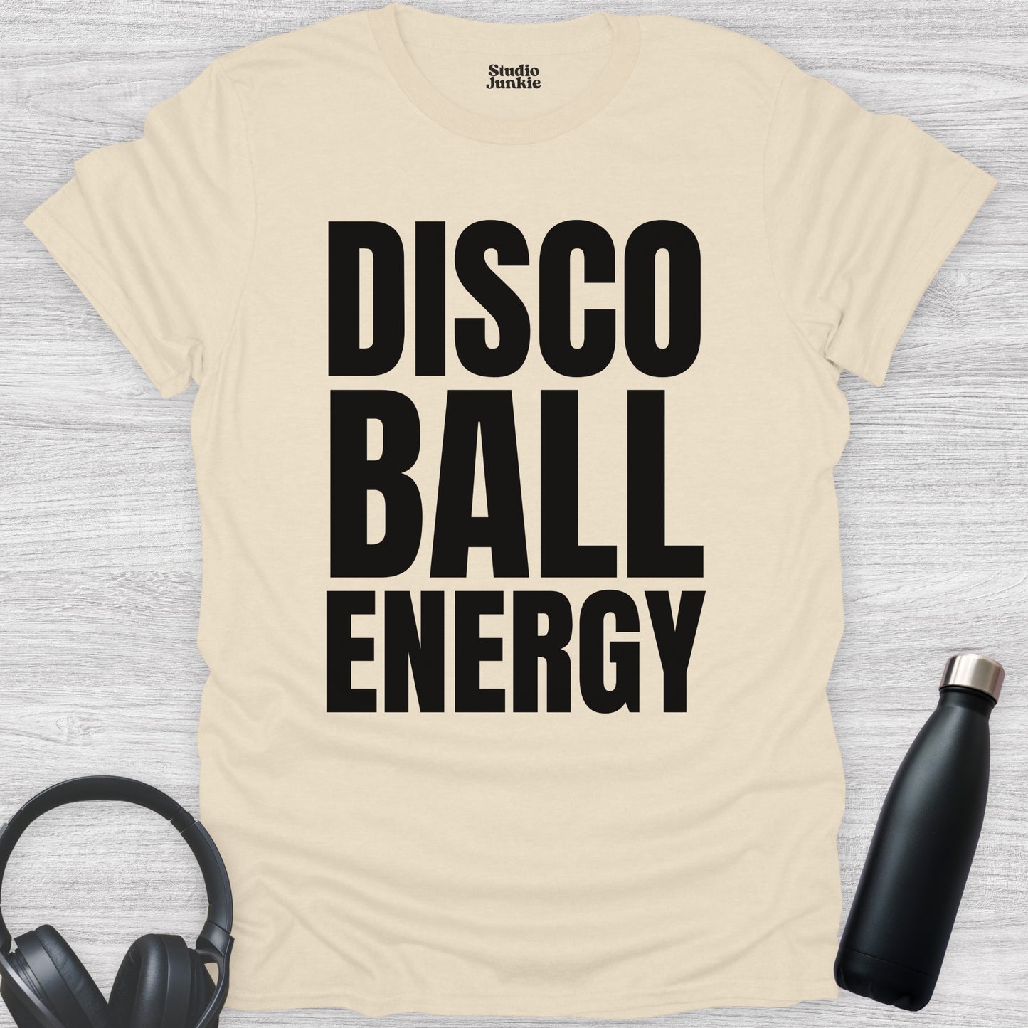 Disco Ball Energy Adult  T-Shirt in color Natural