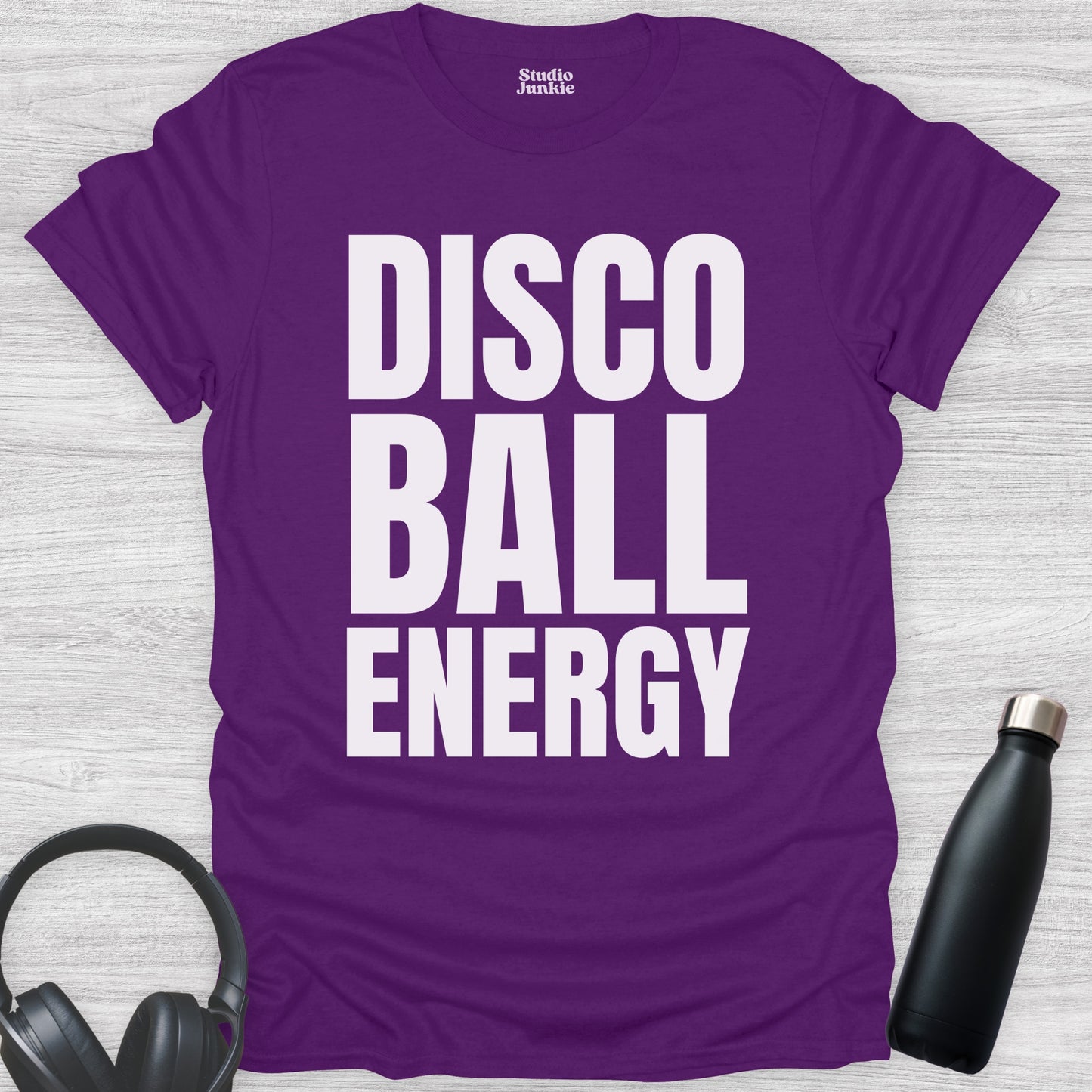 Disco Ball Energy Adult  T-Shirt in color purple