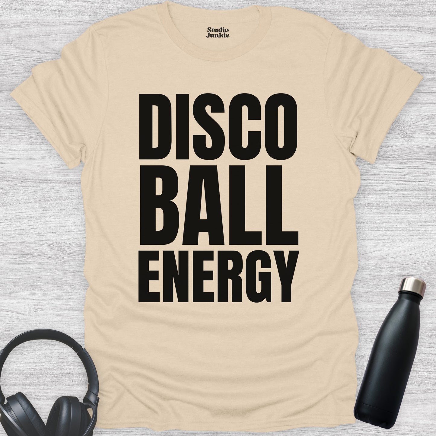 Disco Ball Energy Adult  T-Shirt in color Sand