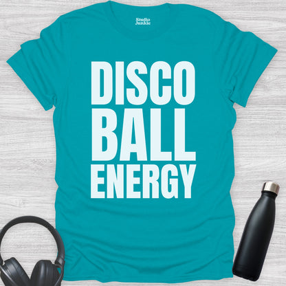 Disco Ball Energy Adult  T-Shirt in color tropical blue