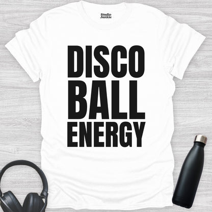 Disco Ball Energy Adult  T-Shirt in color white