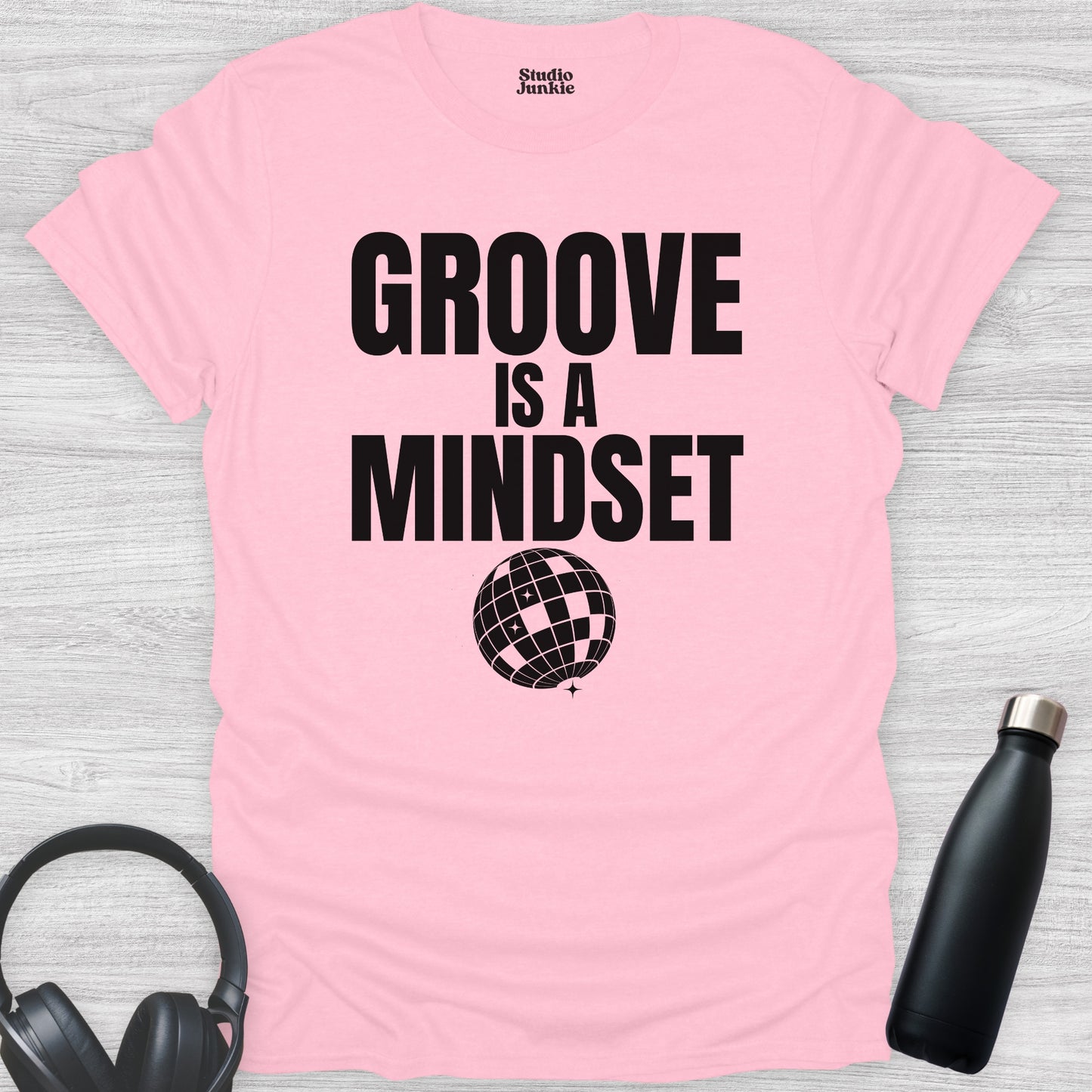 Groove is a Mindset Adult Dance T-Shirt in color Light Pink