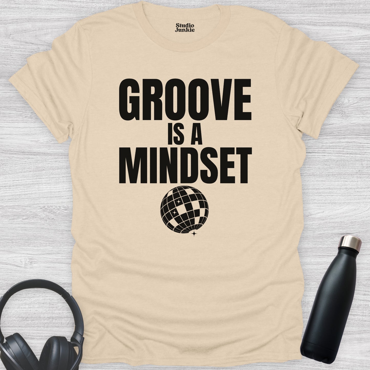 Groove is a Mindset Adult Dance T-Shirt in color Sand