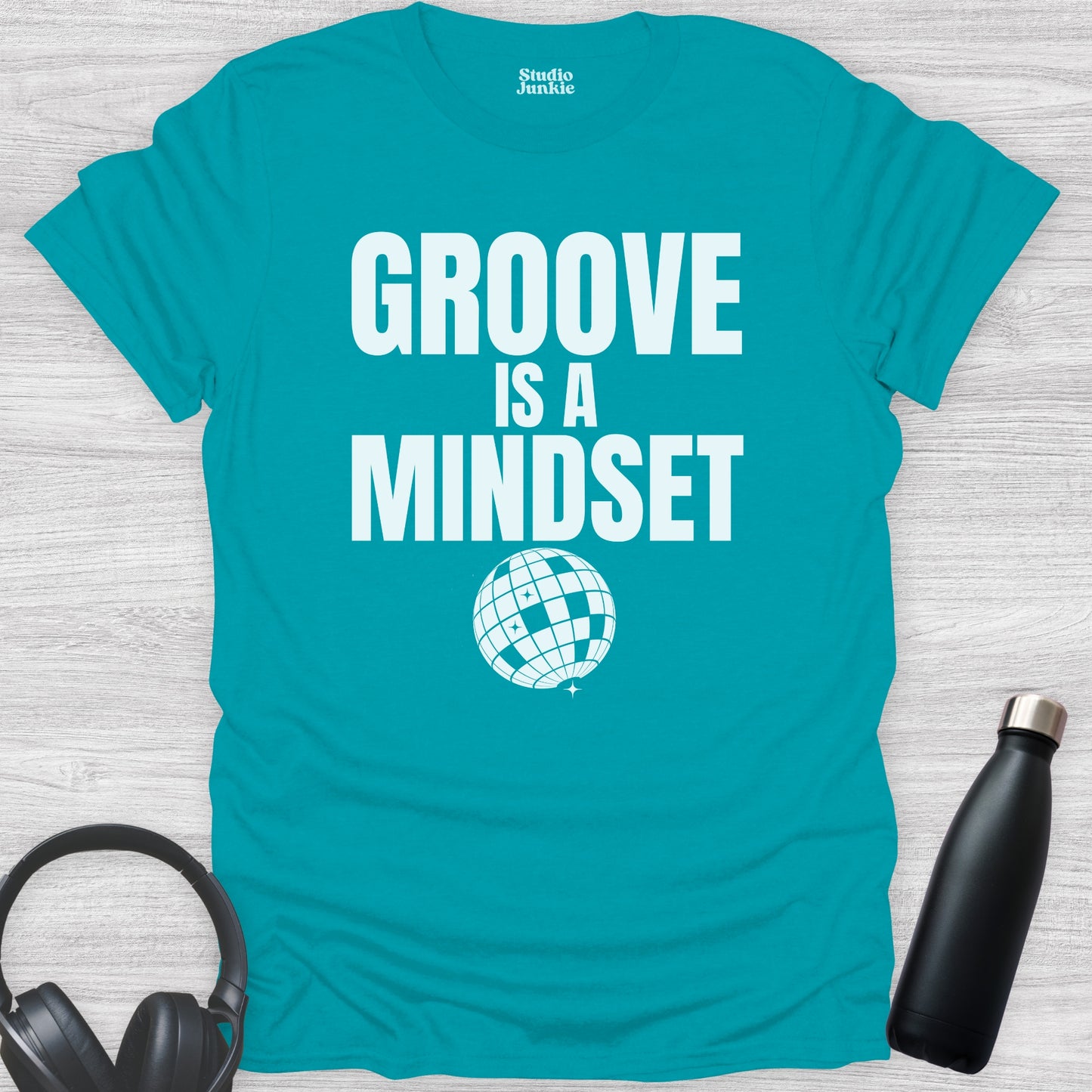 Groove is a Mindset Adult Dance T-Shirt in color Tropical Blue
