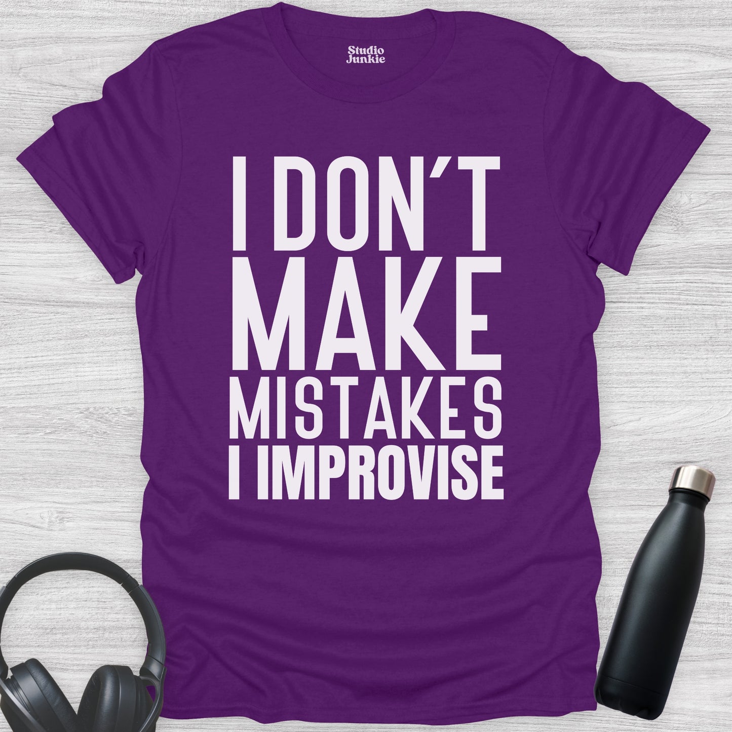 I Don't Make Mistakes I Improvise Adult Dance T-Shirt in color Purple