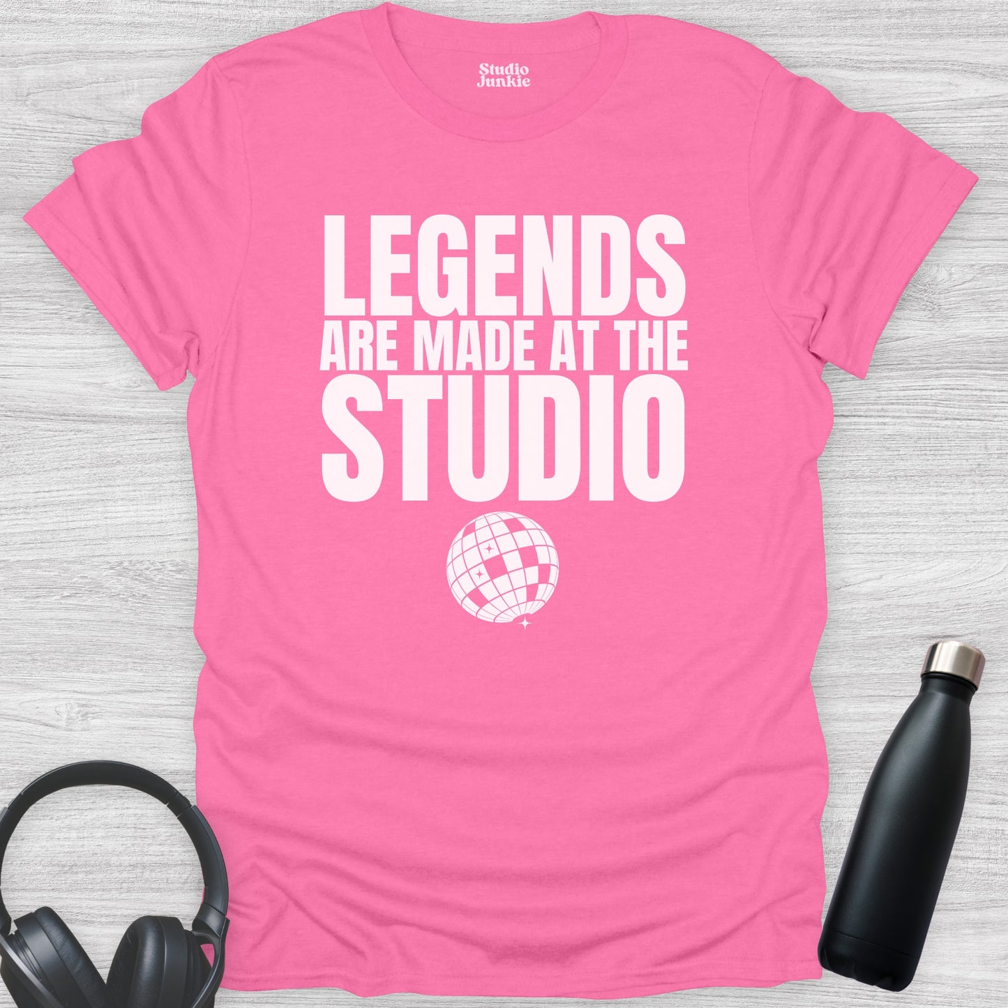 Legends are Made at the Studio Adult Dance T-Shirt in color Azalea Pink