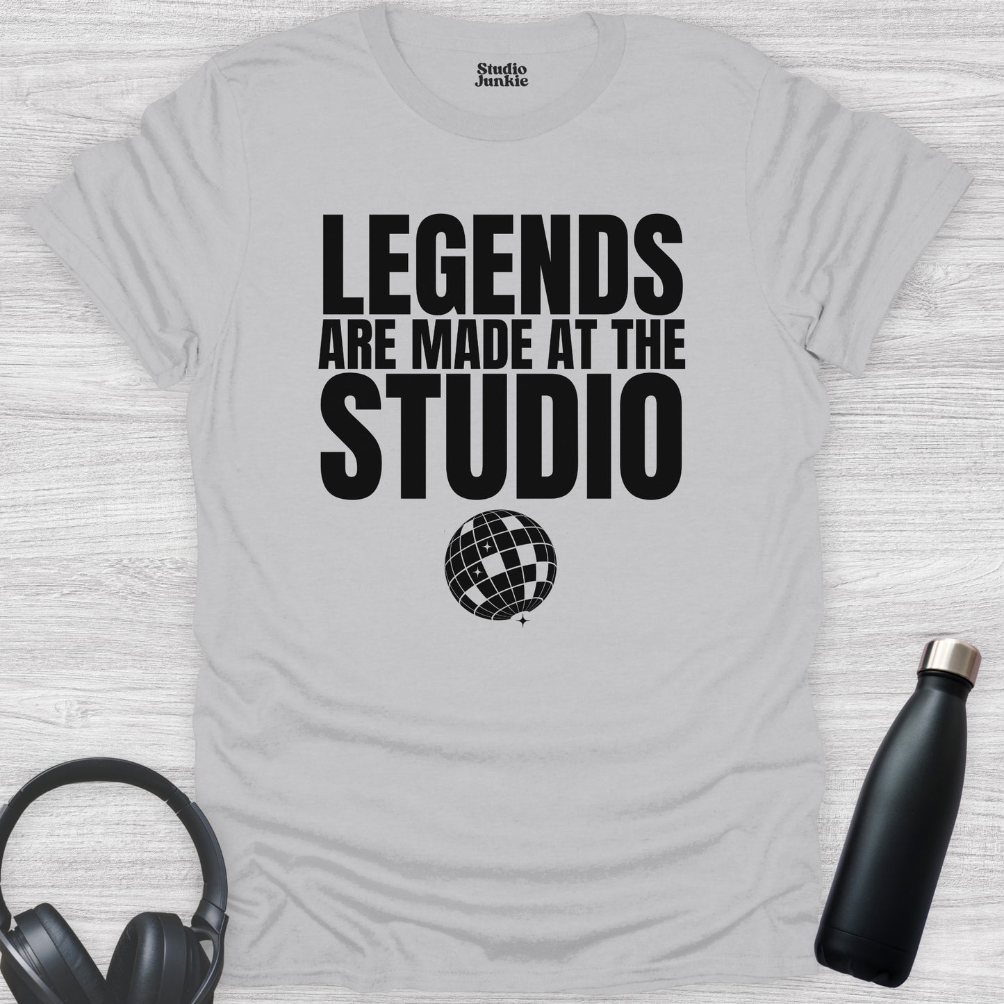 Legends are Made at the Studio Adult Dance T-Shirt in color Ice Grey
