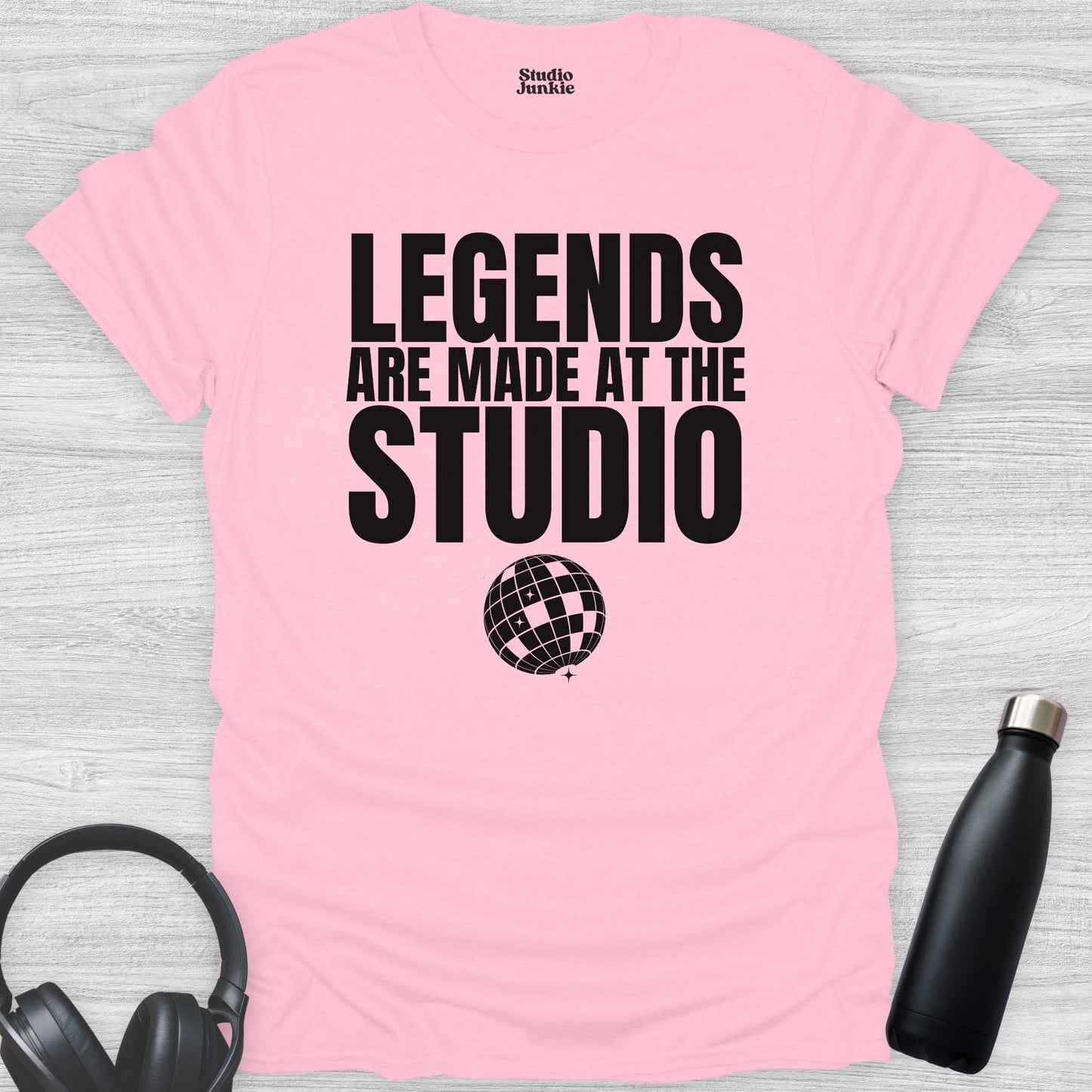 Legends are Made at the Studio Adult Dance T-Shirt in color Light Pink